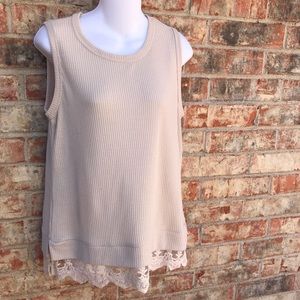 {Elodie} Size L - Waffle Knit Beige Sleeveless